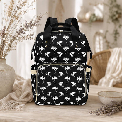 Dragon Print Diaper Bag Backpack, Fantasy Mom Bag, Baby Travel Backpack Organizer