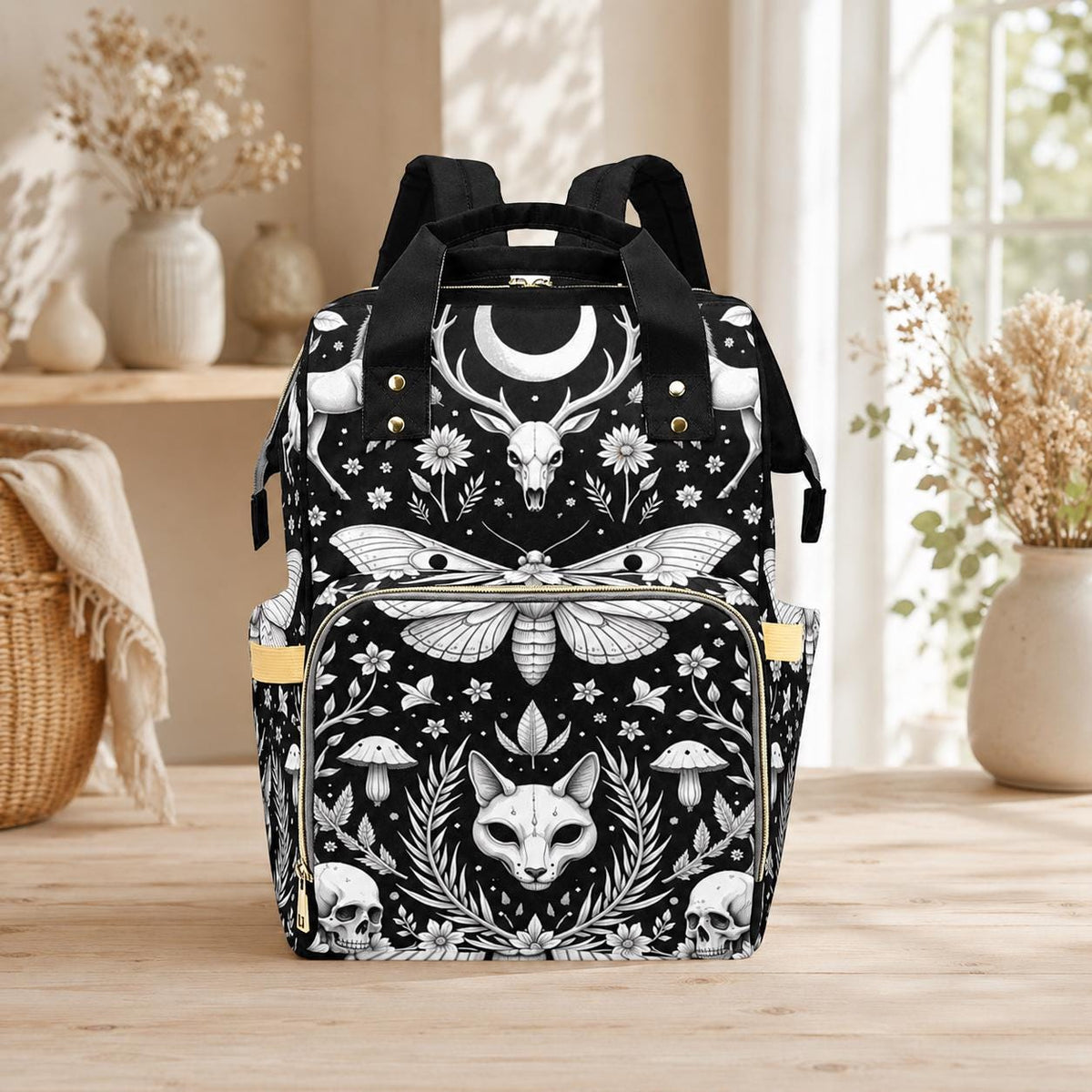 Woodland Diaper Bag Backpack, Dark Cottagecore Mom Bag, Baby Travel Bag
