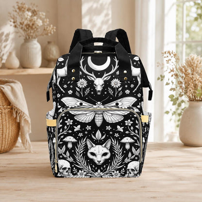 Woodland Diaper Bag Backpack, Dark Cottagecore Mom Bag, Baby Travel Bag