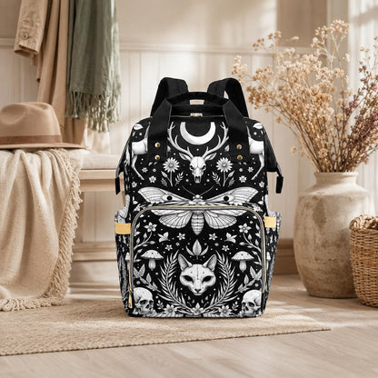 Woodland Diaper Bag Backpack, Dark Cottagecore Mom Bag, Baby Travel Bag