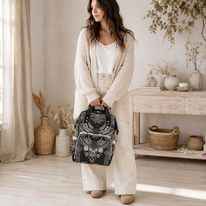 Gothic Diaper Bag Backpack, Ram Skull Mom Backpack, Baby Travel Bag