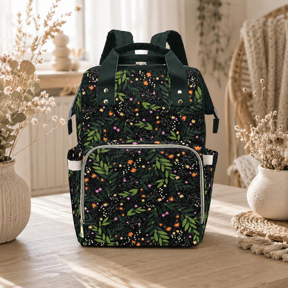 Diaper Bag Backpack, Floral Mom Baby Travel Bag, Nursery Organizer, Stroller Ready Pack