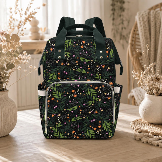 Diaper Bag Backpack, Floral Mom Baby Travel Bag, Nursery Organizer, Stroller Ready Pack