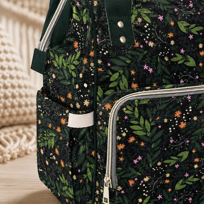 Diaper Bag Backpack, Floral Mom Baby Travel Bag, Nursery Organizer, Stroller Ready Pack