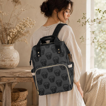 Skull Diaper Backpack, Gothic Baby Bag, Mom Travel Backpack