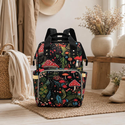 Mushroom Diaper Bag Backpack, Woodland Mom Backpack, Baby Travel Organizer