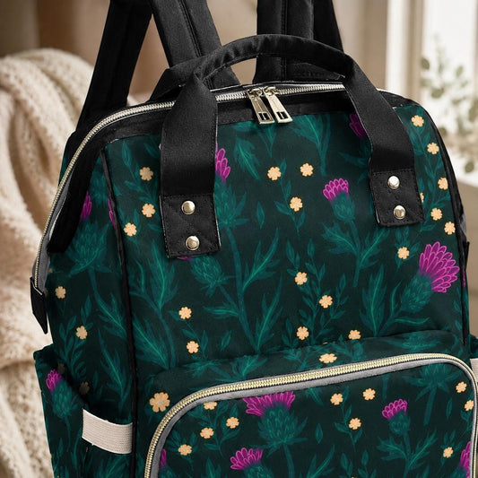 Midnight Floral Diaper Bag Backpack, Baby Travel Bag, Mom Backpack, Stroller Organizer
