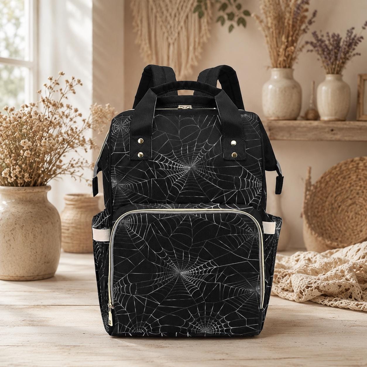 Spider Webb Occult Backpack Goth Baby Stuff Goth Baby Bag Creepy Cute Pastel Witchy Nappy Bag Spooky Emo Diaper Bag Witchy Mom Baby Gear