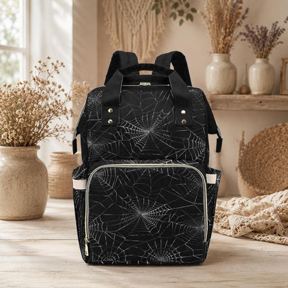Spiderweb Occult Diaper Backpack, Creepy Cute Goth Baby Bag, Witchy Mom Gear