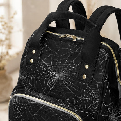 Spiderweb Occult Diaper Backpack, Creepy Cute Goth Baby Bag, Witchy Mom Gear