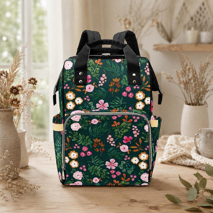 Floral Mom Backpack, Botanical Diaper Bag, Garden Stroller Organizer