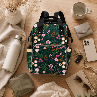 Floral Mom Backpack, Botanical Diaper Bag, Garden Stroller Organizer