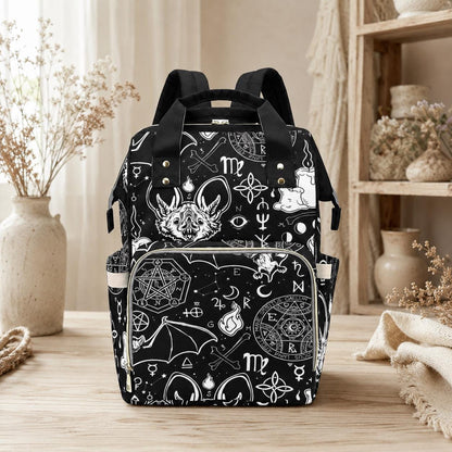 Gothic Diaper Bag Backpack Witchy Mom Baby Travel Bag Nursery Organizer