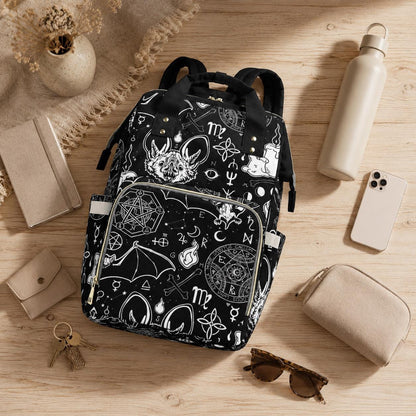 Gothic Diaper Bag Backpack Witchy Mom Baby Travel Bag Nursery Organizer