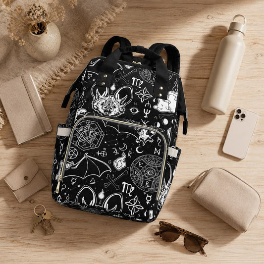 Gothic Diaper Bag Backpack Witchy Mom Baby Travel Bag Nursery Organizer