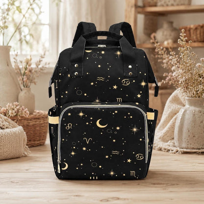 Celestial Diaper Backpack, Zodiac Baby Travel Bag, Moon Star Mom Backpack