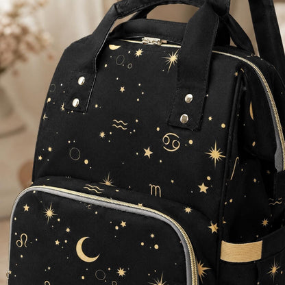 Celestial Diaper Backpack, Zodiac Baby Travel Bag, Moon Star Mom Backpack