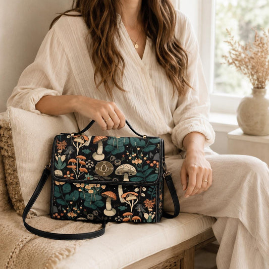 Mushroom Purse, Woodland Top Handle Bag, Forestcore Satchel Handbag