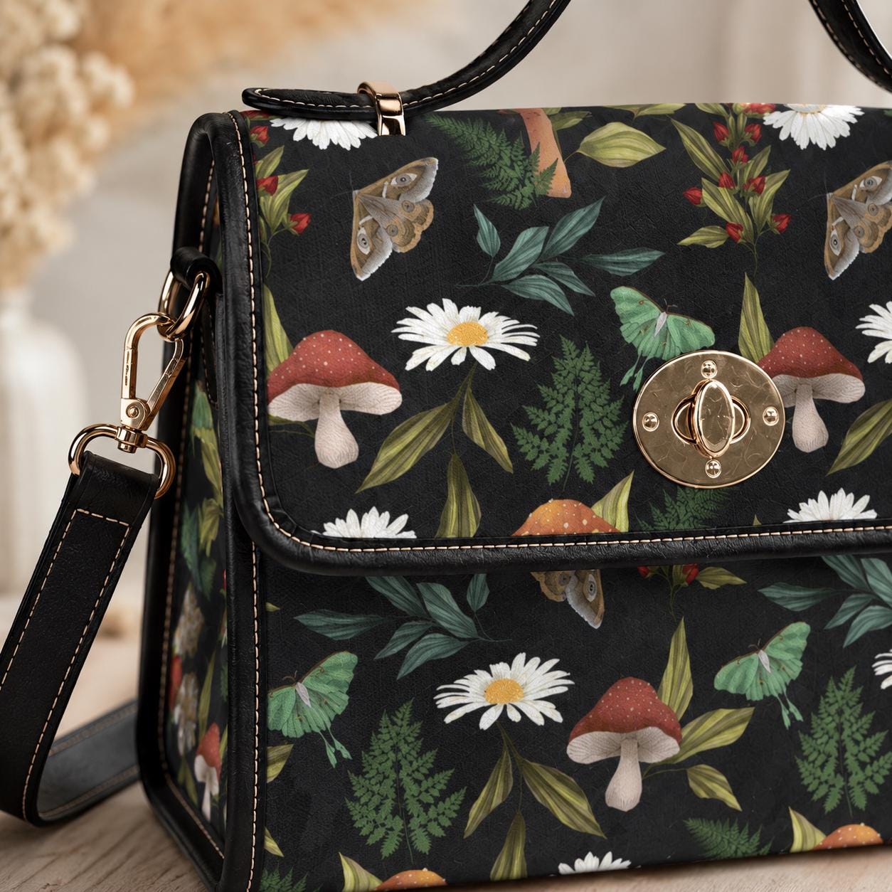 Mushroom Purse, Woodland Satchel Bag, Cottagecore Forest Crossbody