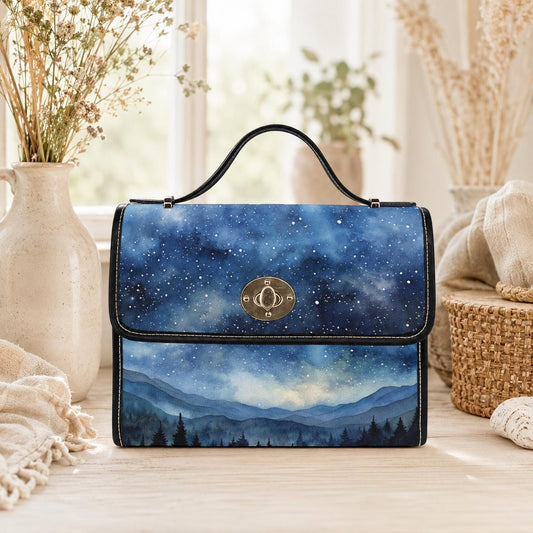 Starry Forest Purse, Celestial Landscape Satchel for Witches, Night Sky Handbag, Galaxy Shoulder Bag