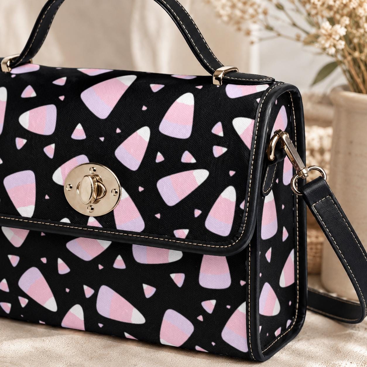 Candy Corn Handbag, Pastel Goth Purse, Cute Halloween Top Handle Bag