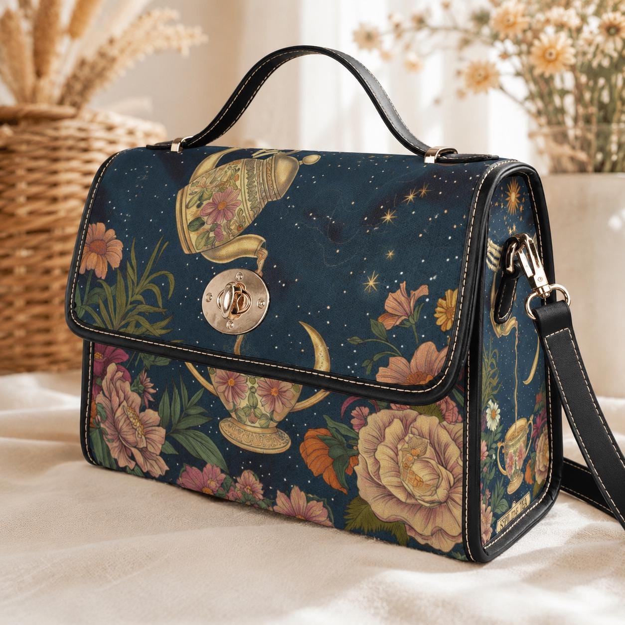 Whimsical Tea Party Purse – 'Spill the Tea' Teapot & Floral Print