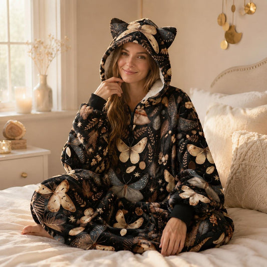 Wearable Blanket Hoodie with Cat Ears