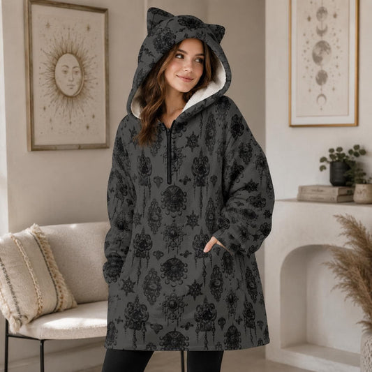 Gothic Hoodie Blanket, Dark Academia Wearable Blanket, Oversized Cozy Lounge Gift