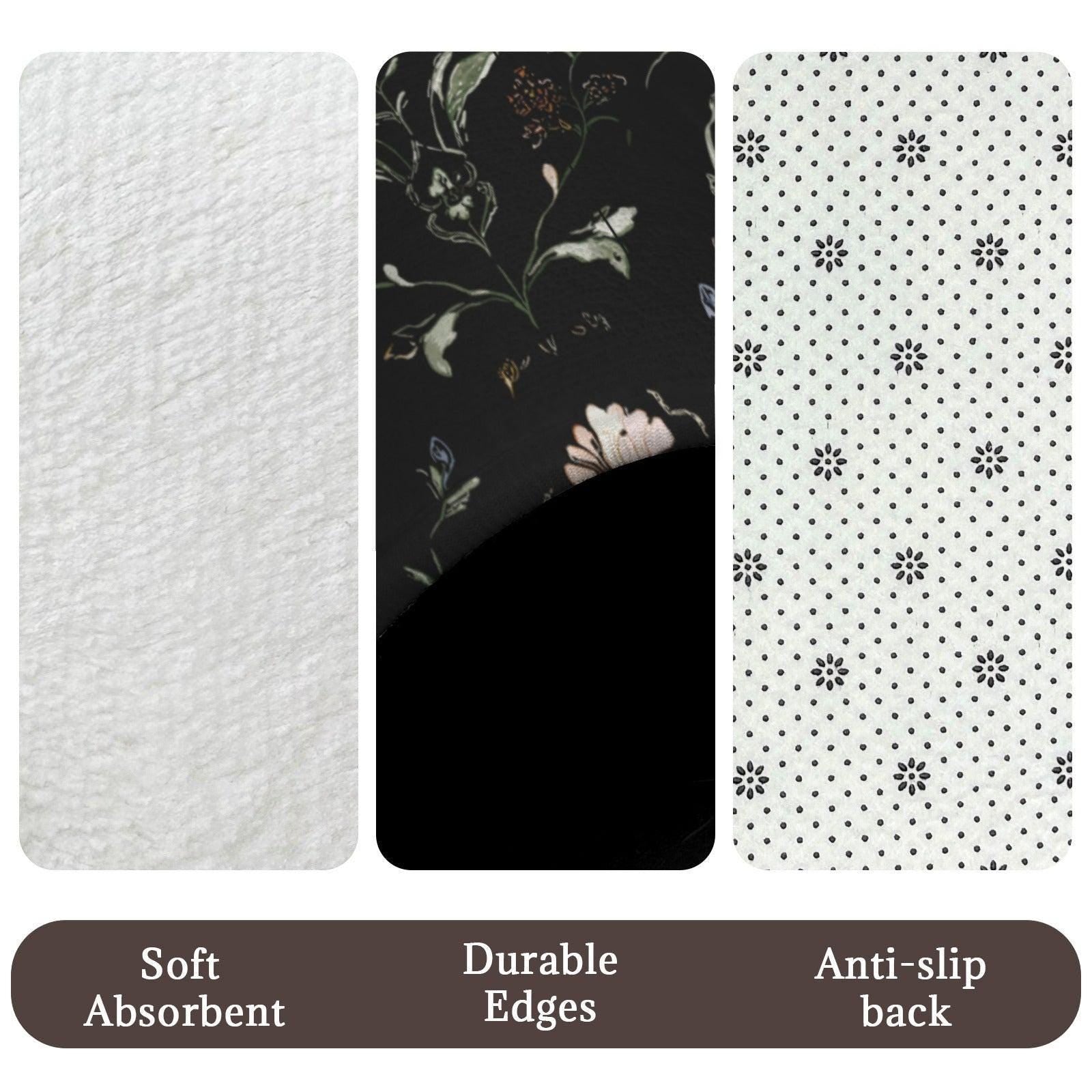 Dark Academia Floral Bathroom Rug Set, Vintage Botanical Bath Mats, Cottagecore Toilet Decor