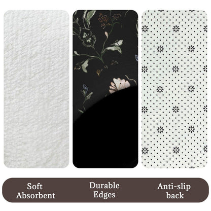 Dark Academia Floral Bathroom Rug Set, Vintage Botanical Bath Mats, Cottagecore Toilet Decor
