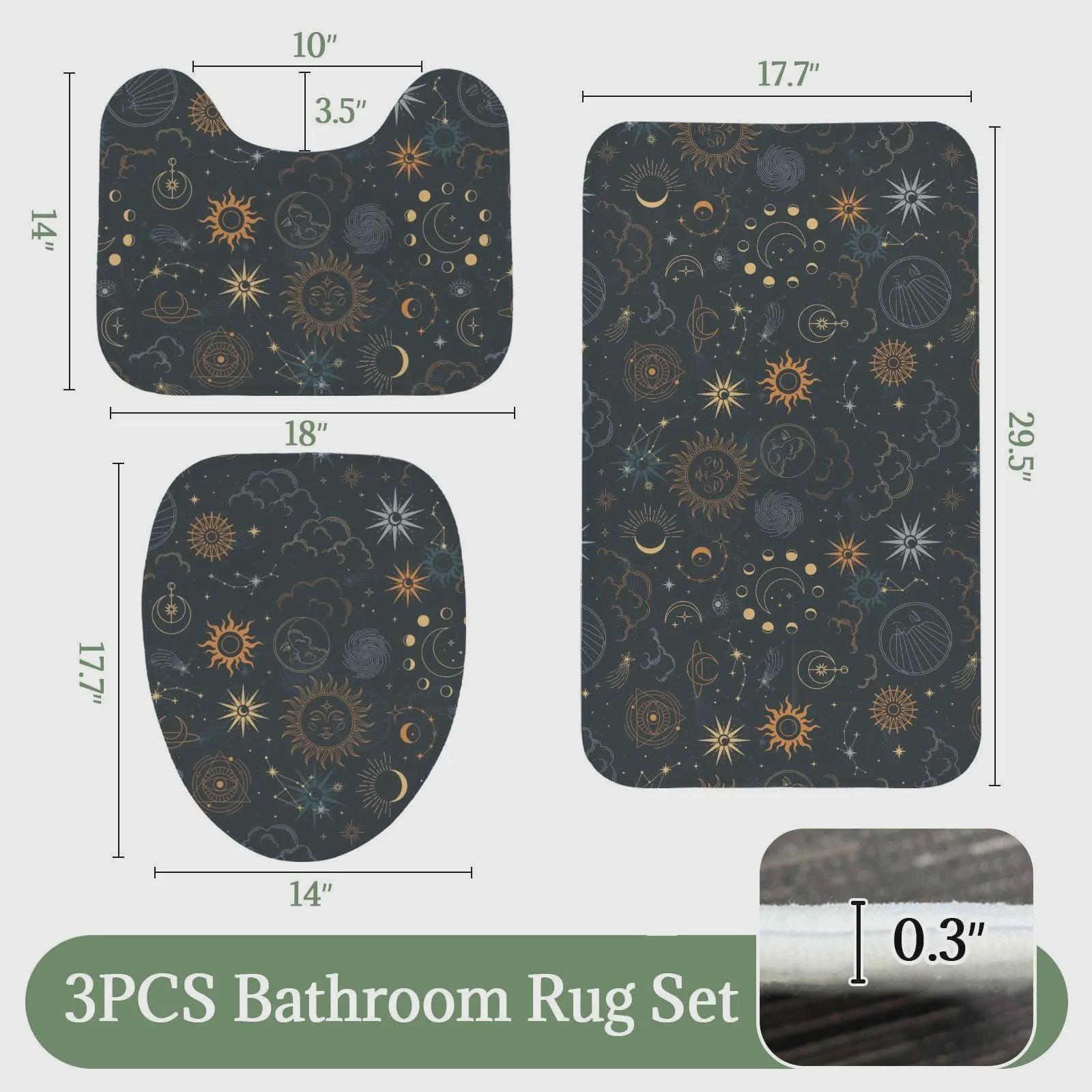 Celestial Sun Moon Shower Curtain, Navy Gold Stars Mystic Bathroom Decor