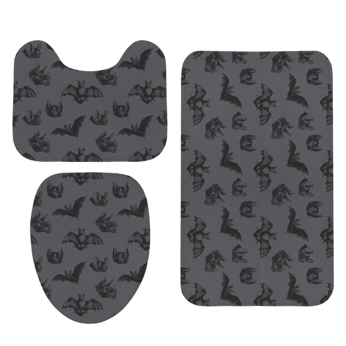 Bat Shower Curtain, Gothic Bathroom Curtain in Charcoal Gray, Dark Academia Halloween Bath Decor