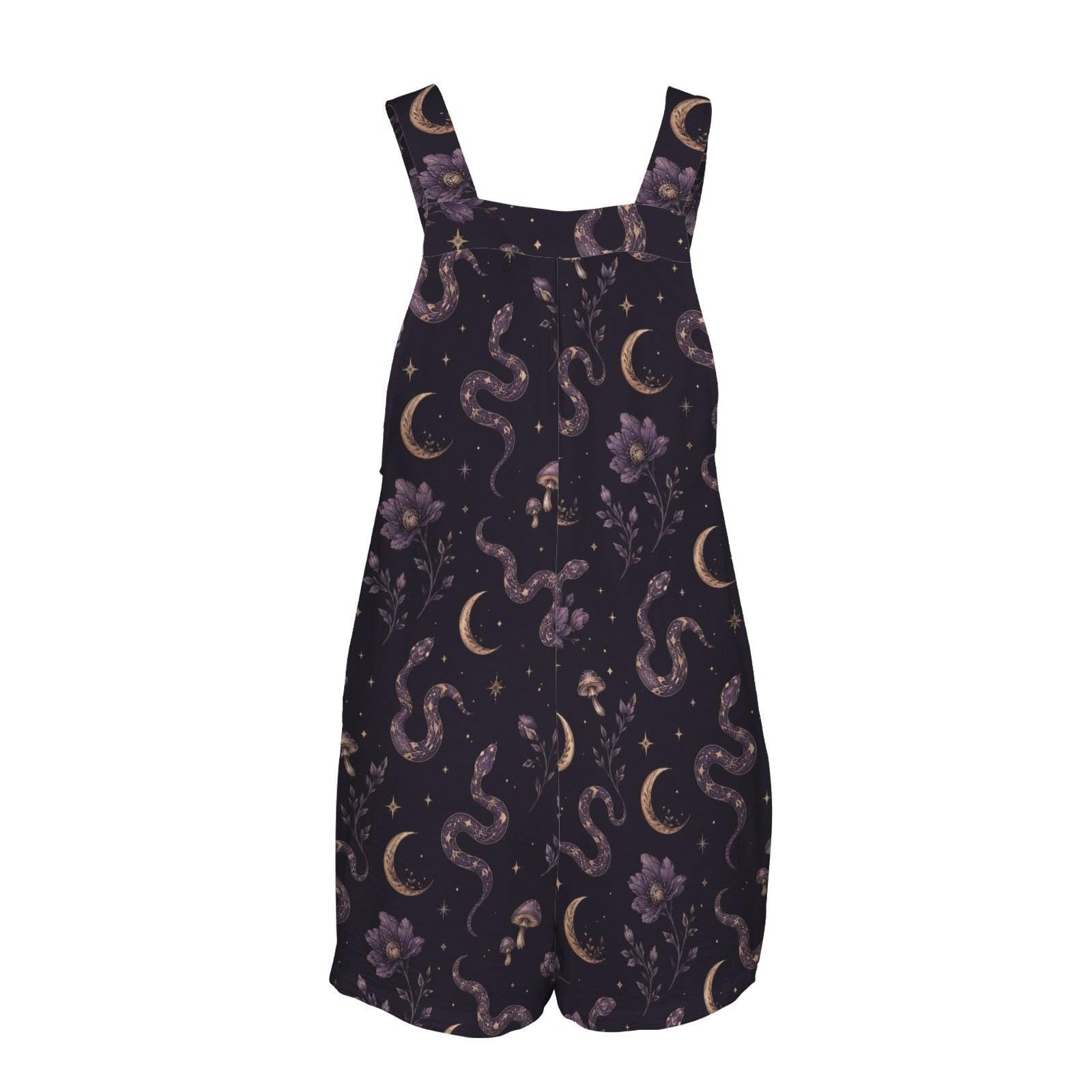 Celestial Moon Paisley Shortalls, Boho Festival Summer Travel Romper