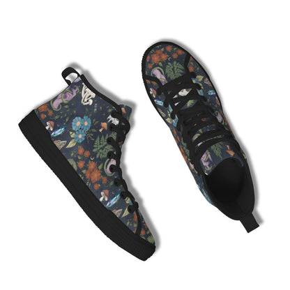 Mushroom Floral High Top Sneakers, Forest Witch Canvas Shoes, Cottagecore Festival Footwear