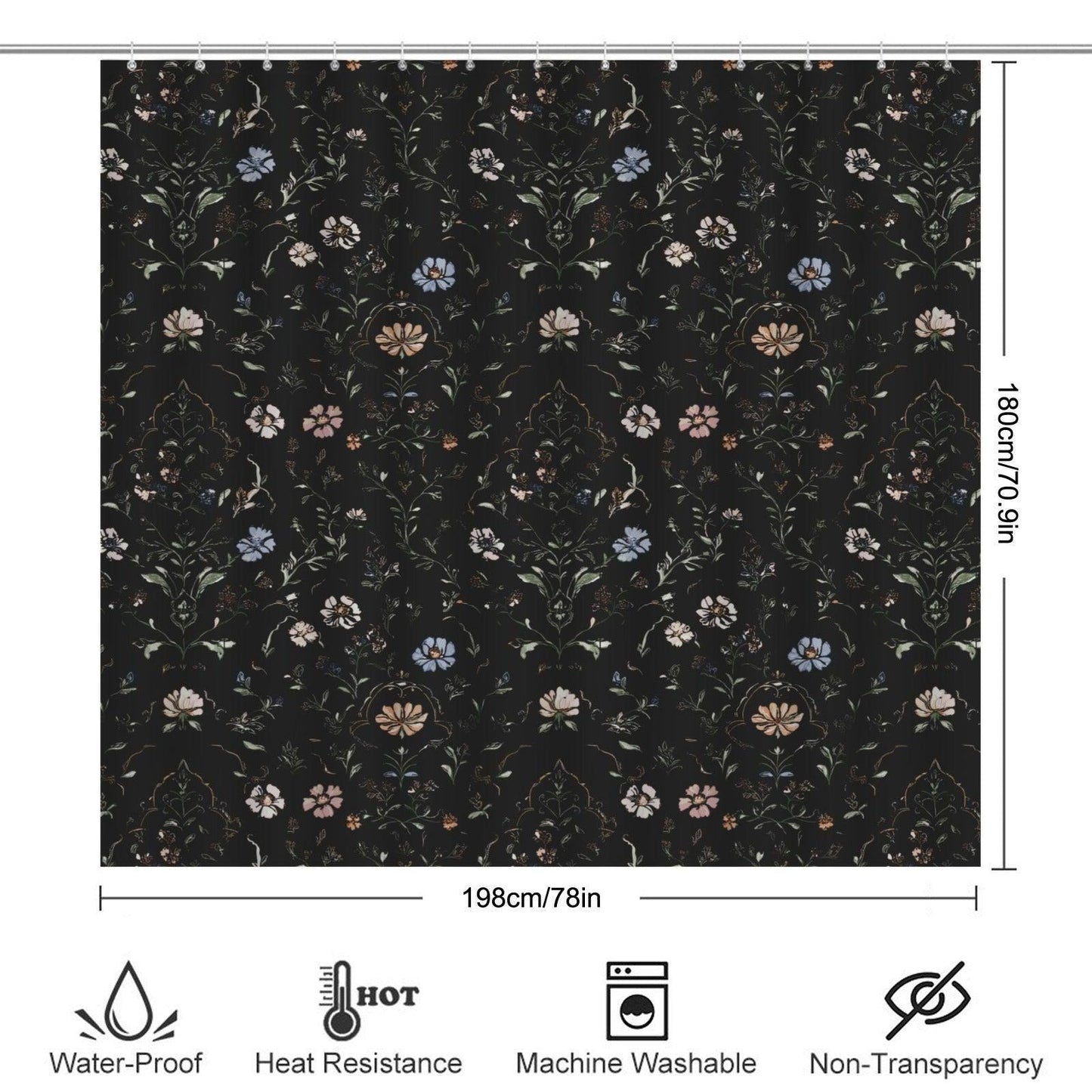 Dark Academia Floral Bathroom Rug Set, Vintage Botanical Bath Mats, Cottagecore Toilet Decor
