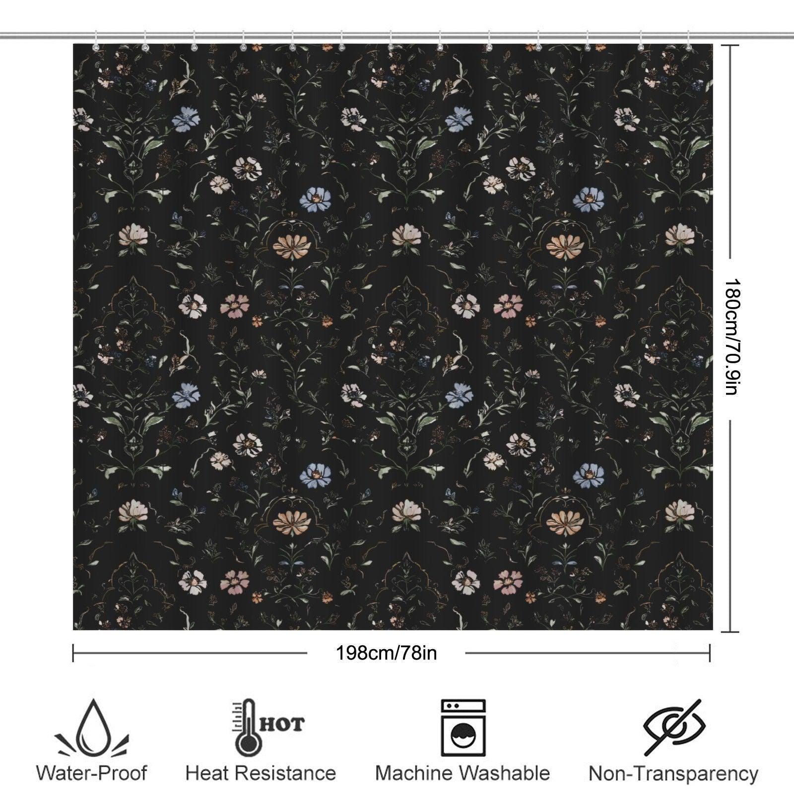 Dark Academia Floral Bathroom Rug Set, Vintage Botanical Bath Mats, Cottagecore Toilet Decor