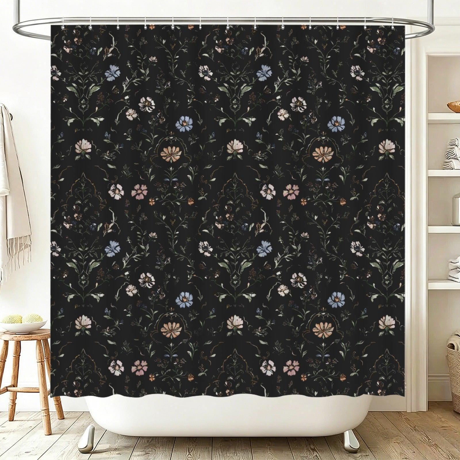 Dark Academia Floral Bathroom Rug Set, Vintage Botanical Bath Mats, Cottagecore Toilet Decor