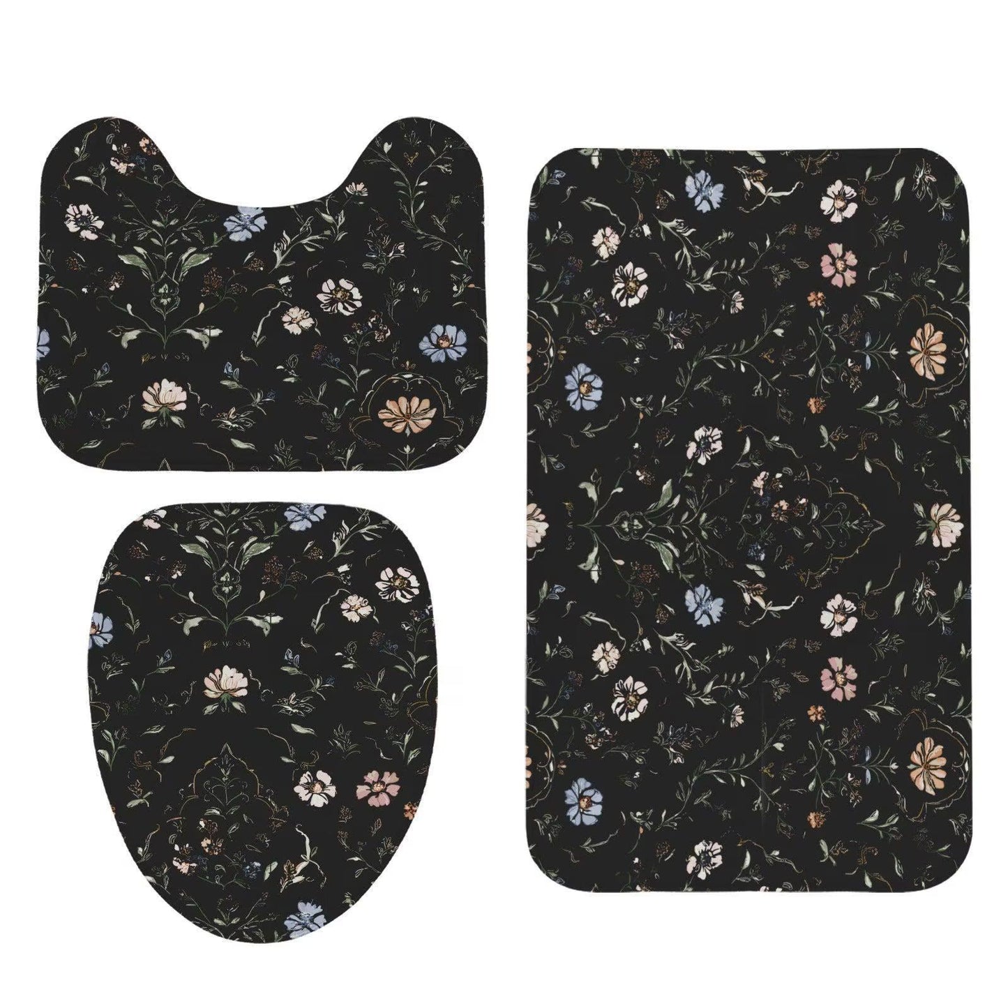Dark Floral Shower Curtain, Moody Botanical Vintage Garden Bath Decor