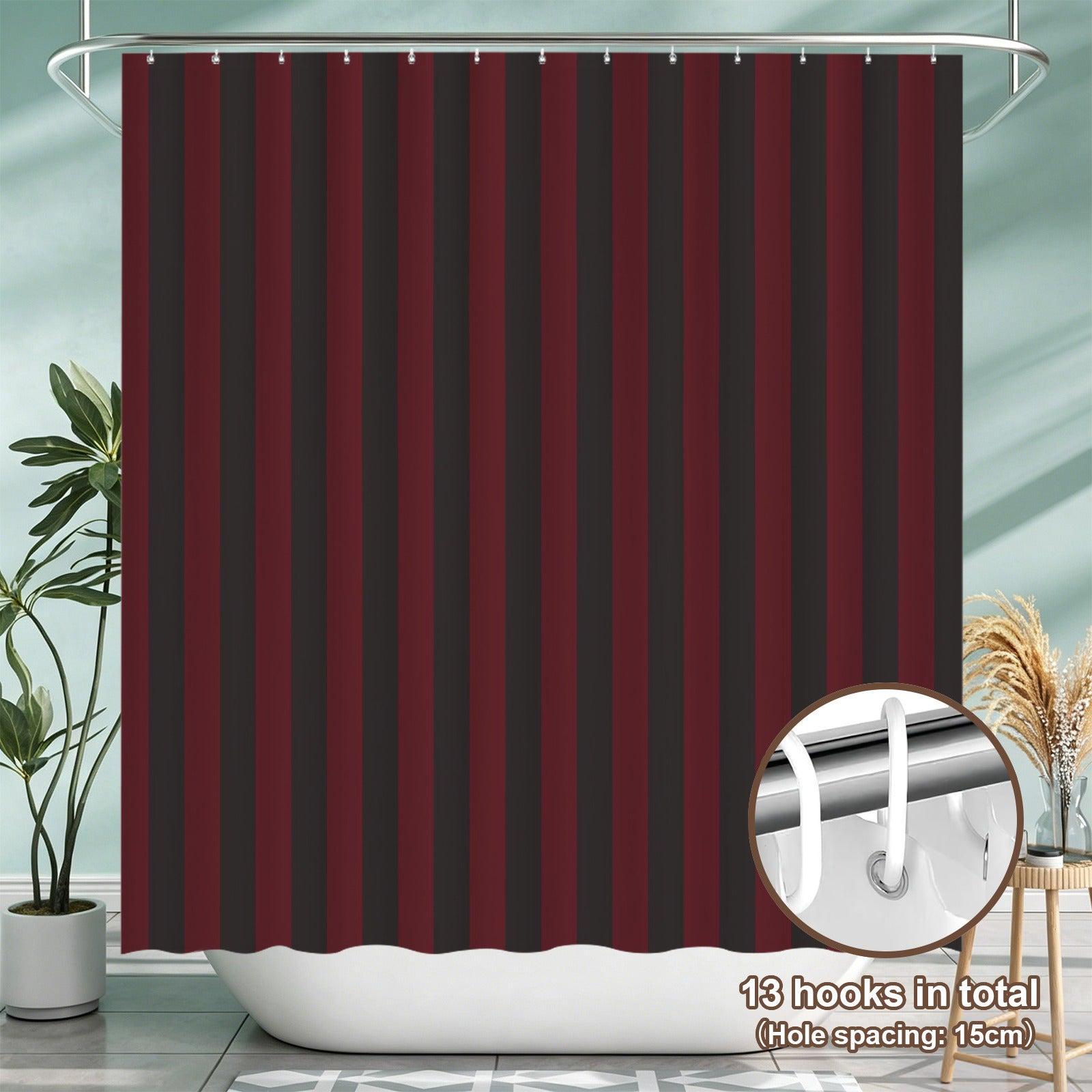 Red Black Striped Bathroom Rug Set, Gothic Bath Mat Trio, Punk Style Toilet Rug