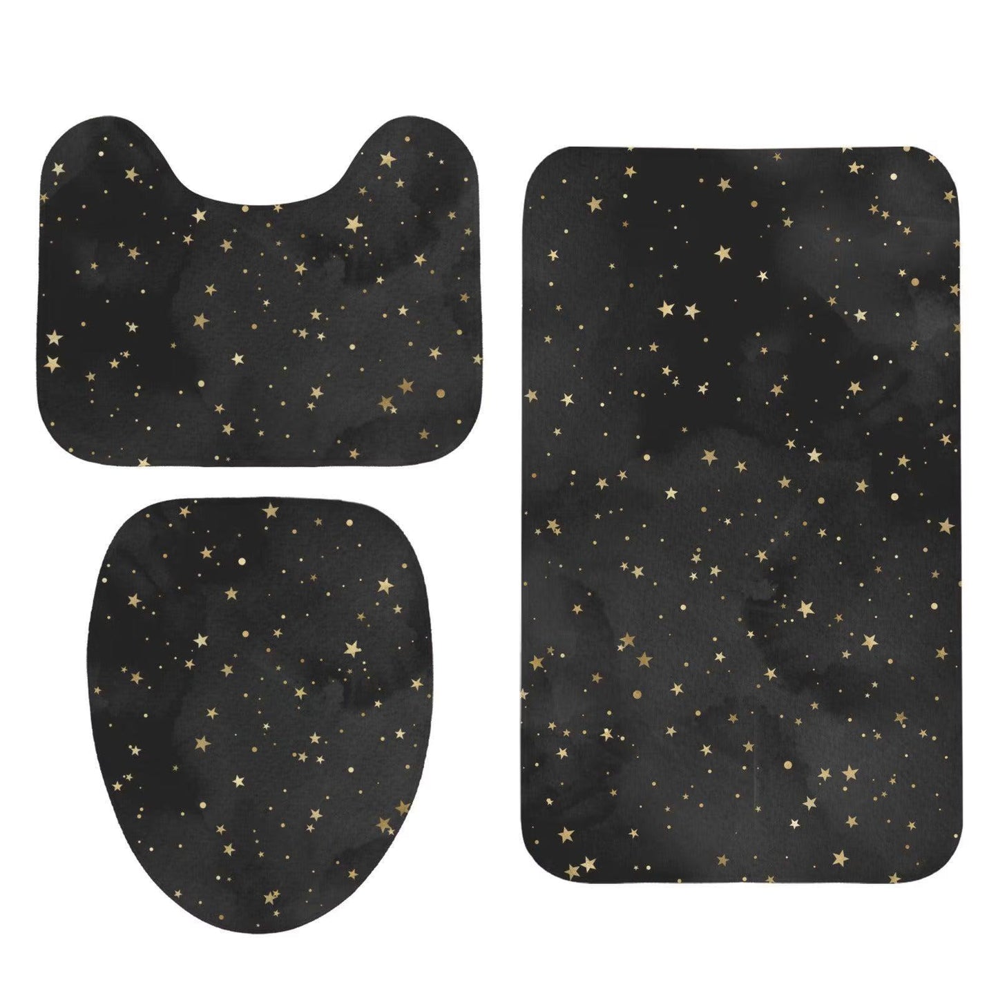 Black Gold Star Shower Curtain, Celestial Bathroom Decor, Moody Glam Bath Curtain