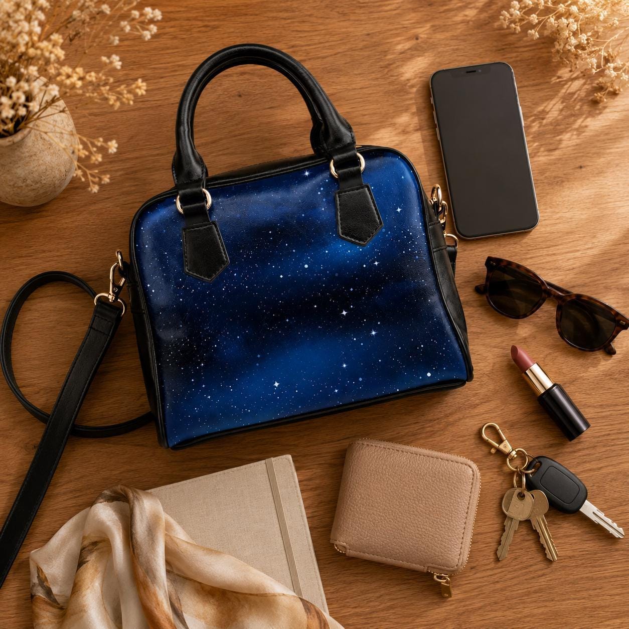 Galaxy Purse, Starry Night Handbag, Dark Blue Shoulder Bag
