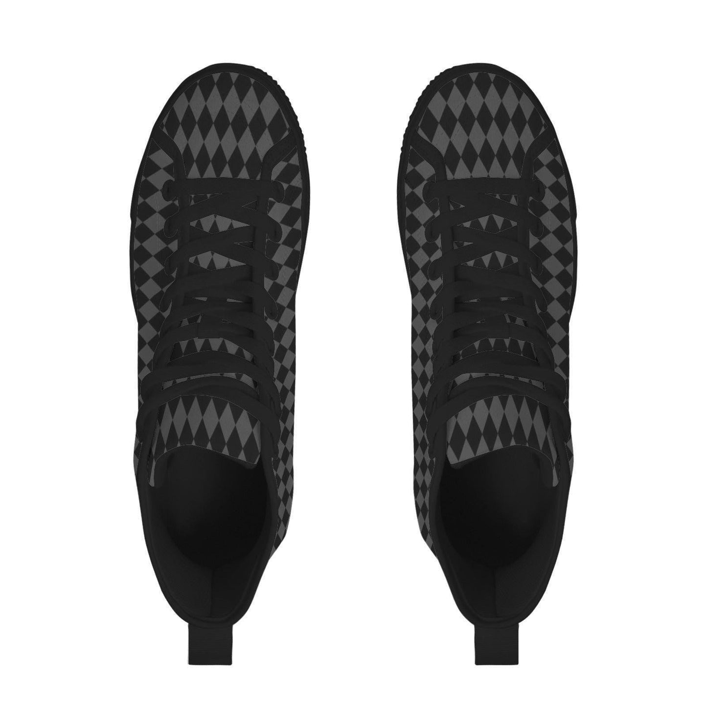 Black Diamond High Top Sneakers, Lace Up Canvas Streetwear Shoes