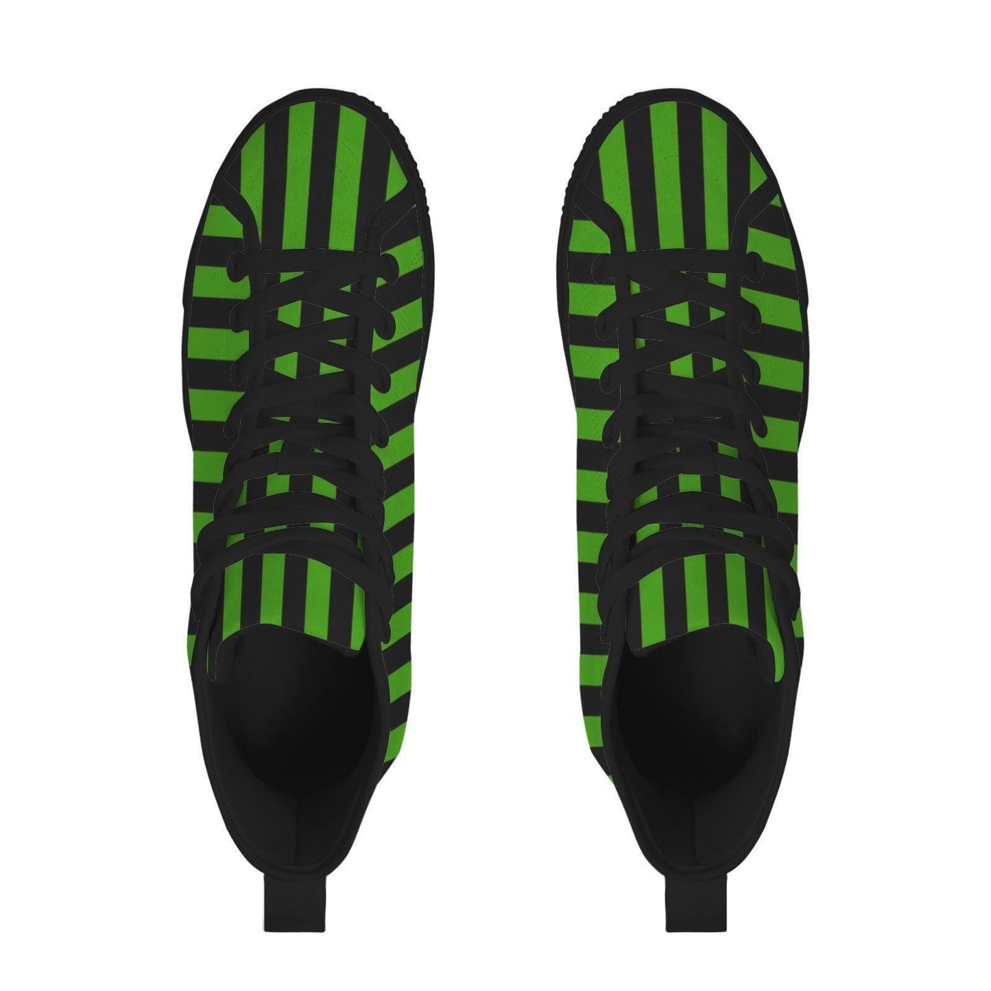 Green Black Stripe High Top Sneakers, Gothic Lace Up Shoes, Witchy Footwear