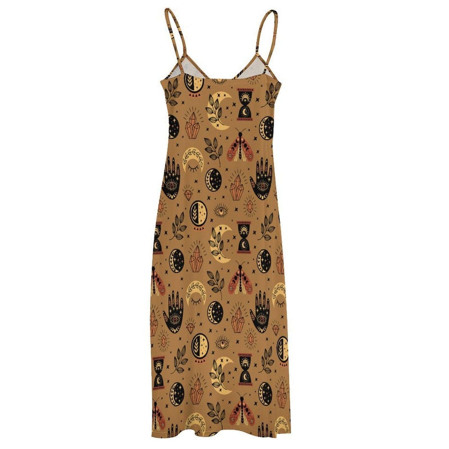 Tarot Print Maxi Dress with Golden Occult Symbols