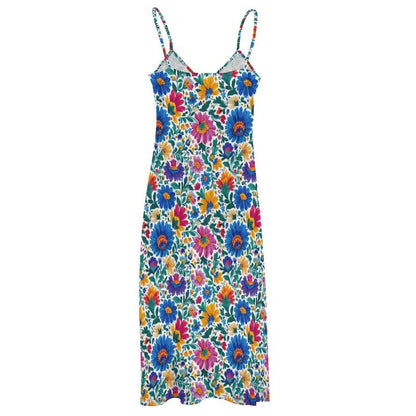Boho Floral Maxi Dress Colorful Wildflower Sundress for Vacation