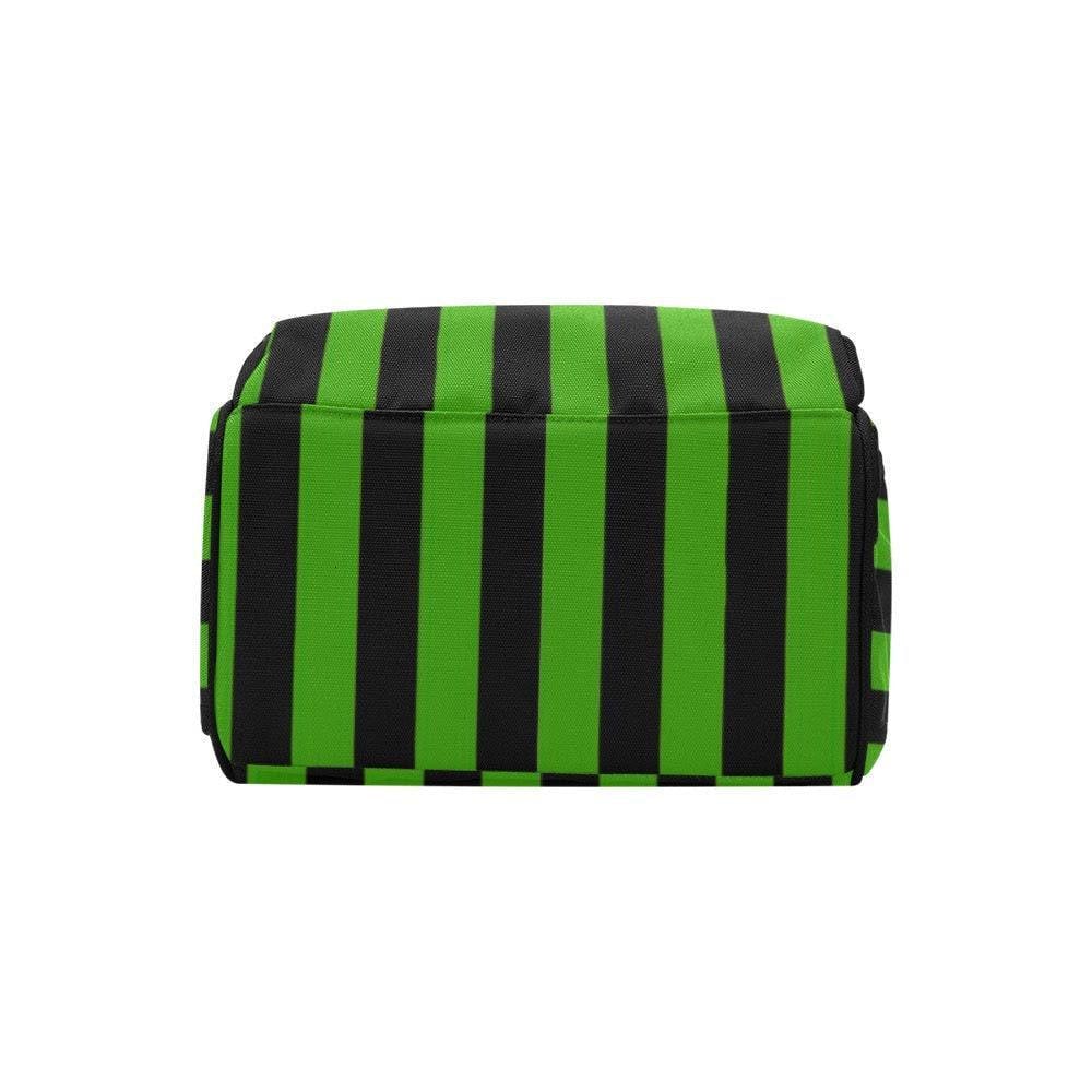 Striped Diaper Bag Backpack, Green Black Baby Travel Bag, Mom Stroller Organizer