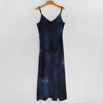 Starfield Maxi Dress, Navy Galaxy Slip, Cosmic Vacation Sundress