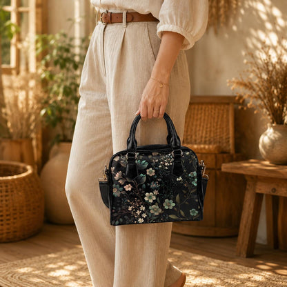 Botanical floral satchel, witchy crossbody bag, celestial garden tote