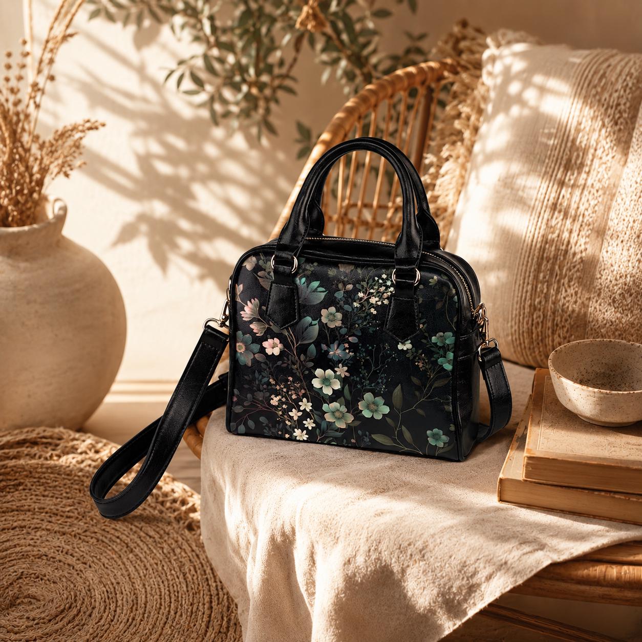 Botanical floral satchel, witchy crossbody bag, celestial garden tote