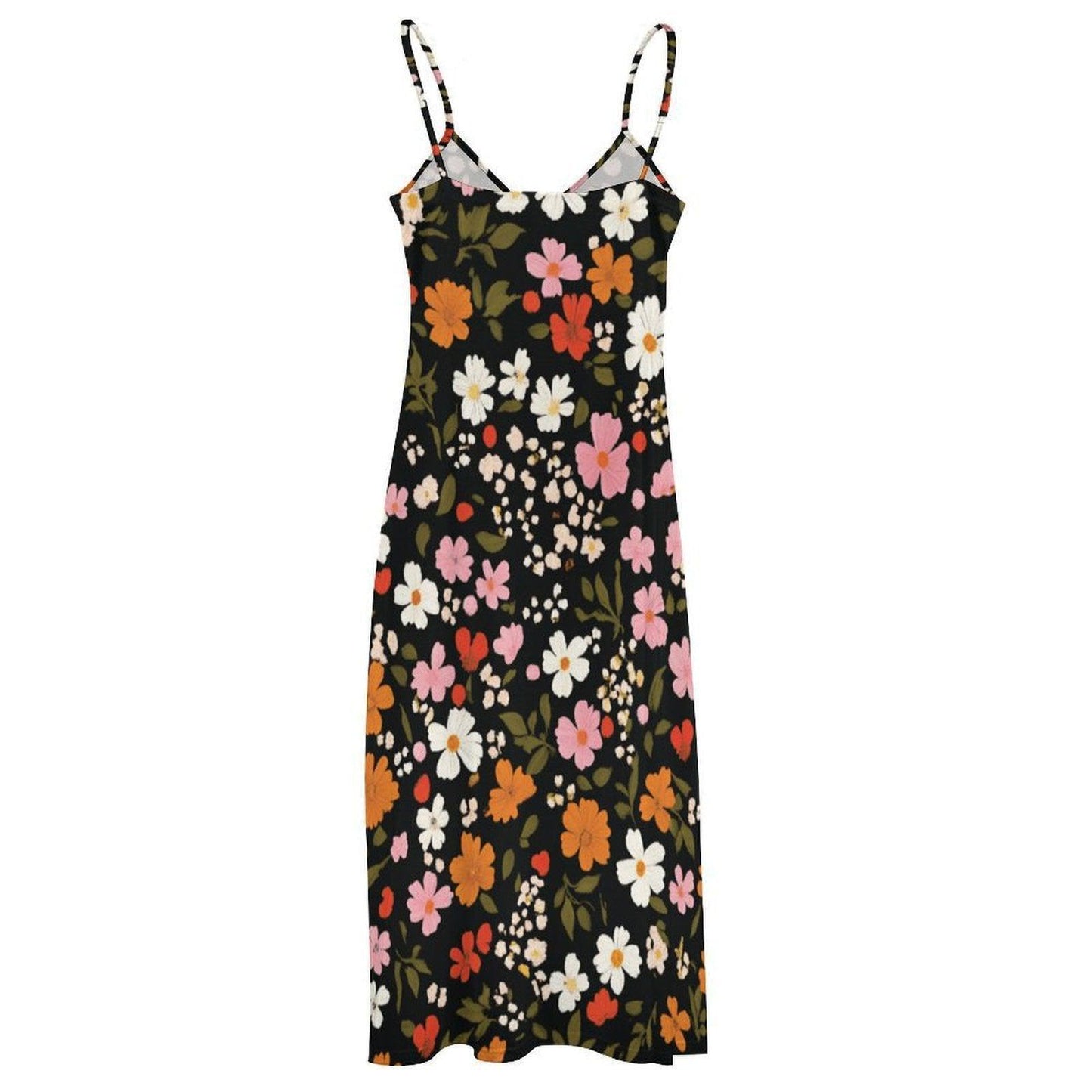 Black Floral Maxi Dress, Boho Sundress for Women, Cottagecore Summer Vacation Outfit